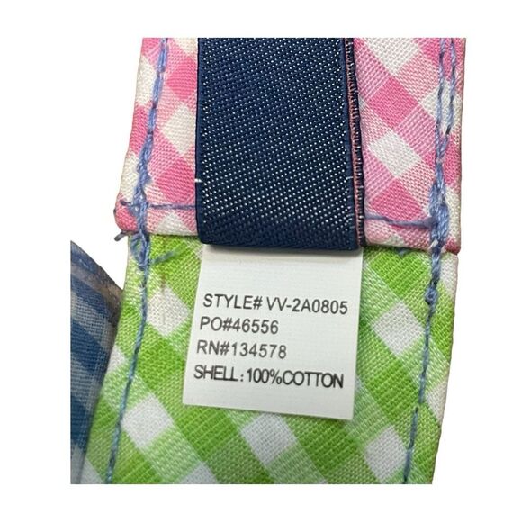 Vineyard Vines Gingham Check Canvas Belt Pink Blue Green Cotton D Rings Whale S - Picture 6 of 9